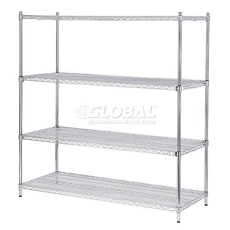 Nexel 4 Shelf, Poly-Z-Brite Quick Adjust Wire Shelving Unit, Starter, 48inW x 18inD x 54inH 798245